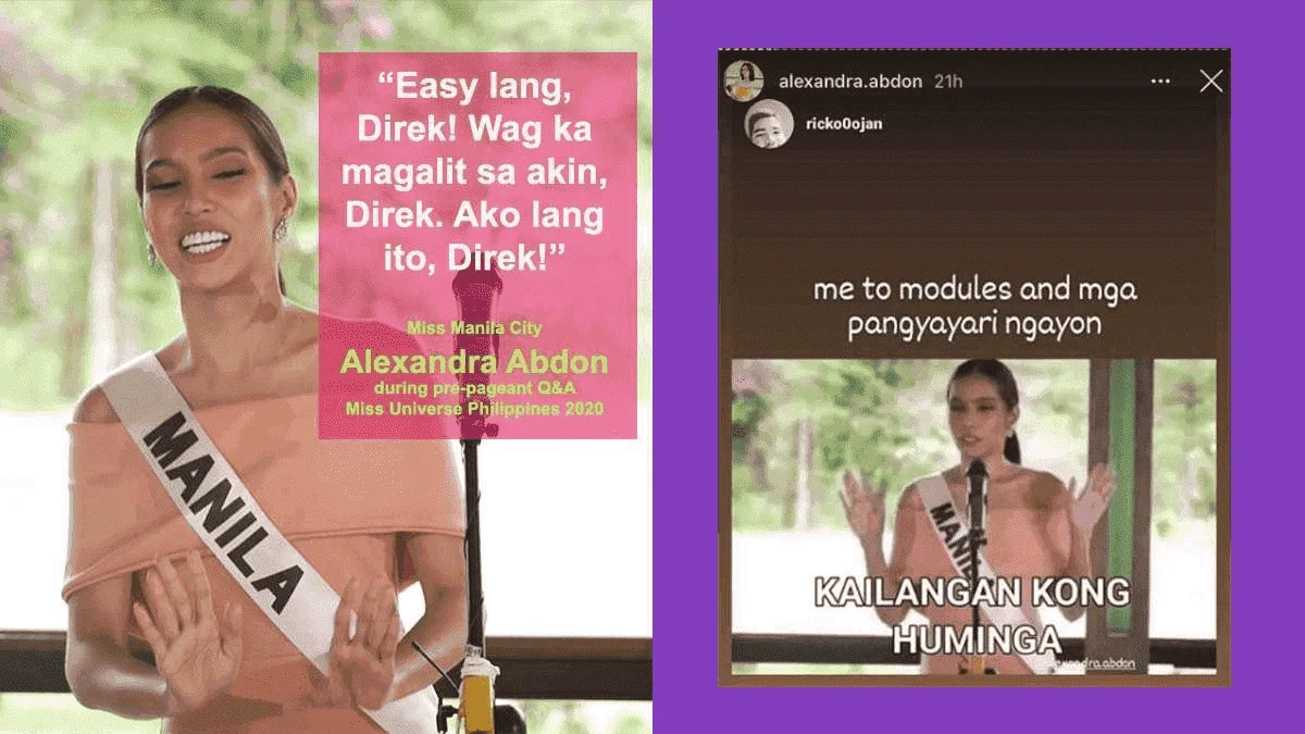 Miss Manila reposts memes of herself telling Miss Universe PH panel: "Wait, kailangan ko huminga.