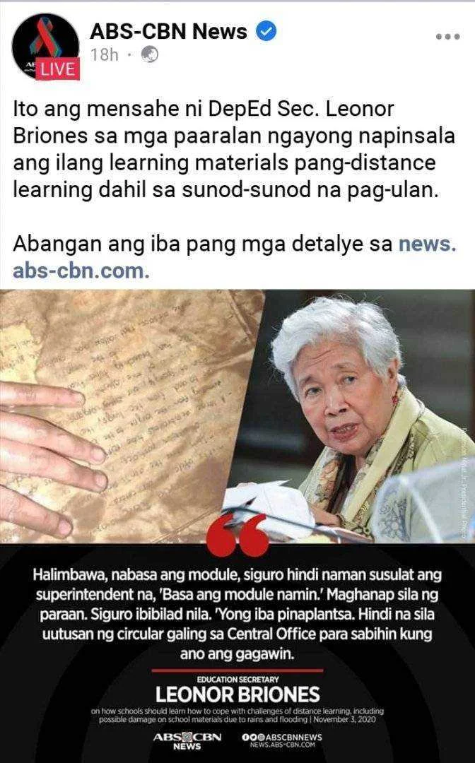Sec. Leonor Briones assertions about the wet modules