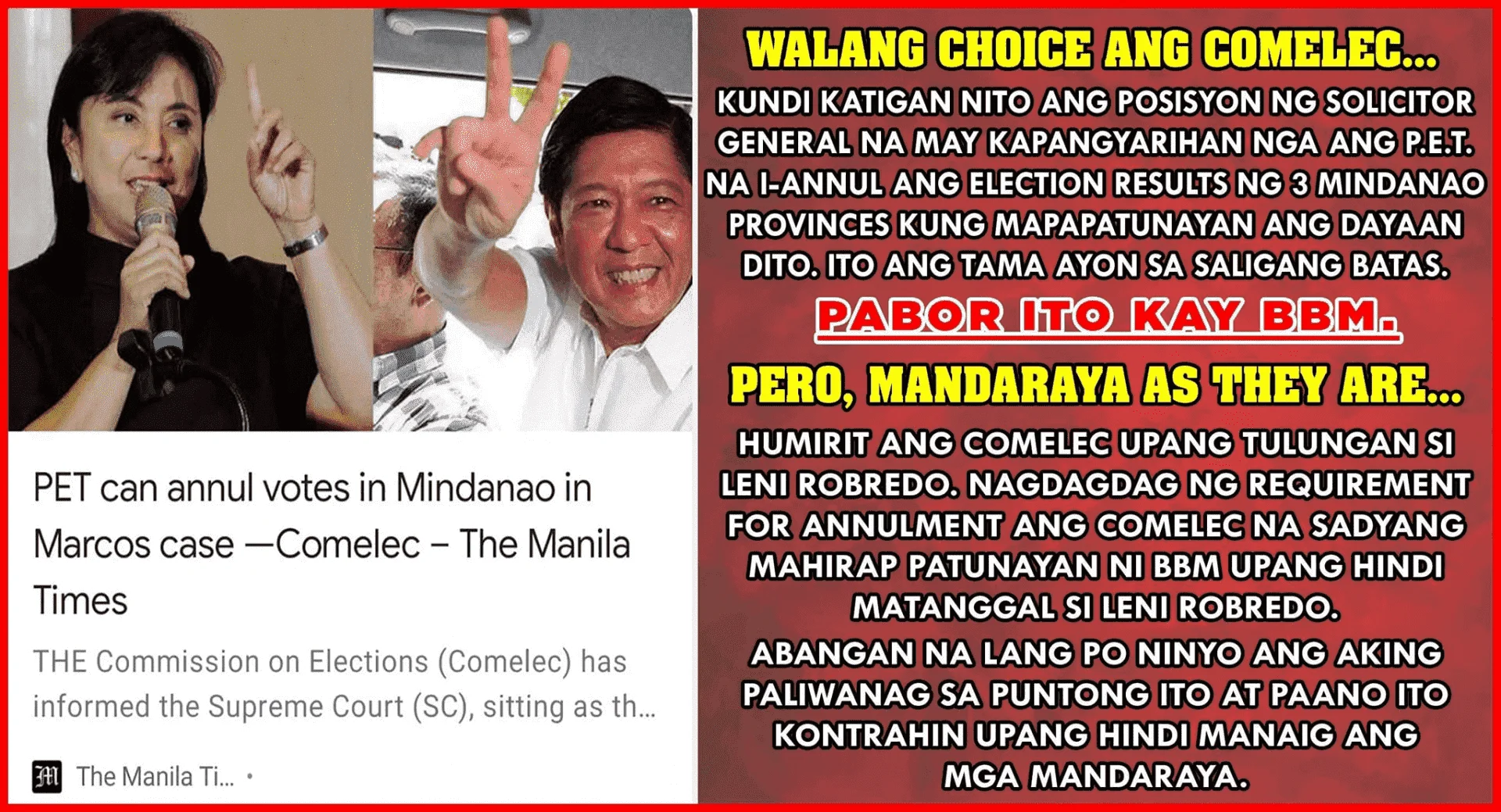 PET can annul votes in Mindanao in Marcos case —Comelec