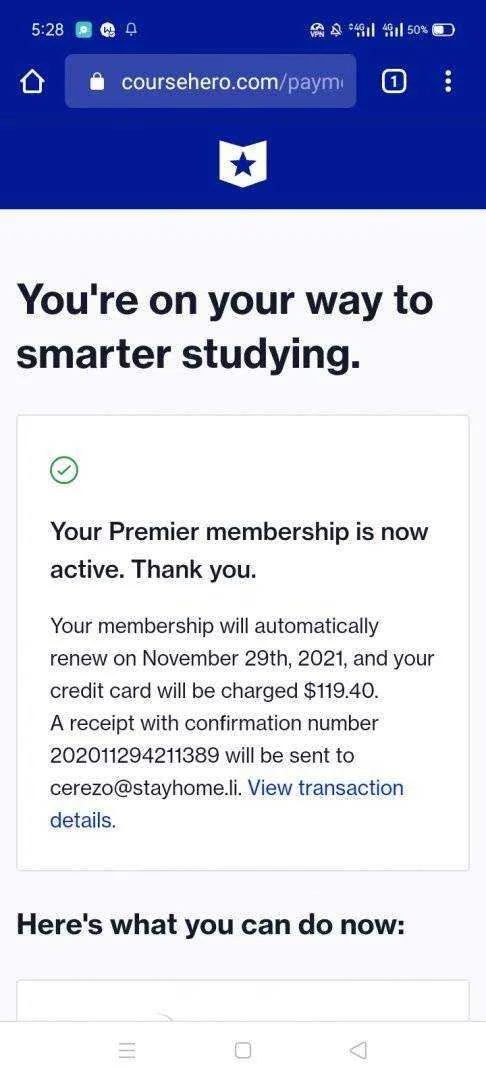 1x Coursehero 1year