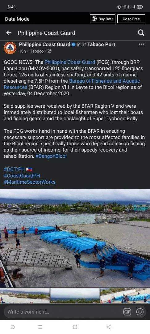 Philippine Coast Guard Through BRP Lapu-Lapu, Transported 125 Units Fiberglass Boats And Equipment