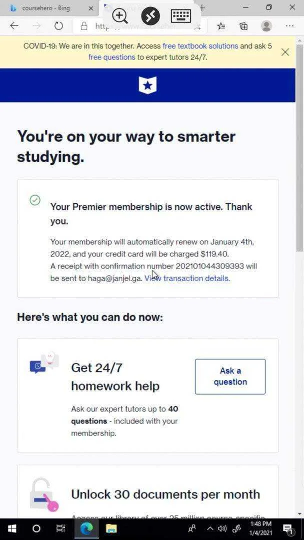 Dahil pasokan na uli pa giveaway ako Coursehero