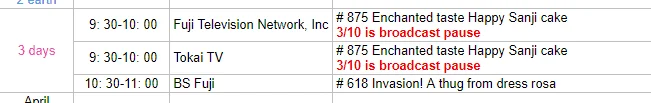 No New Episodes on March 10th. "One Piece"