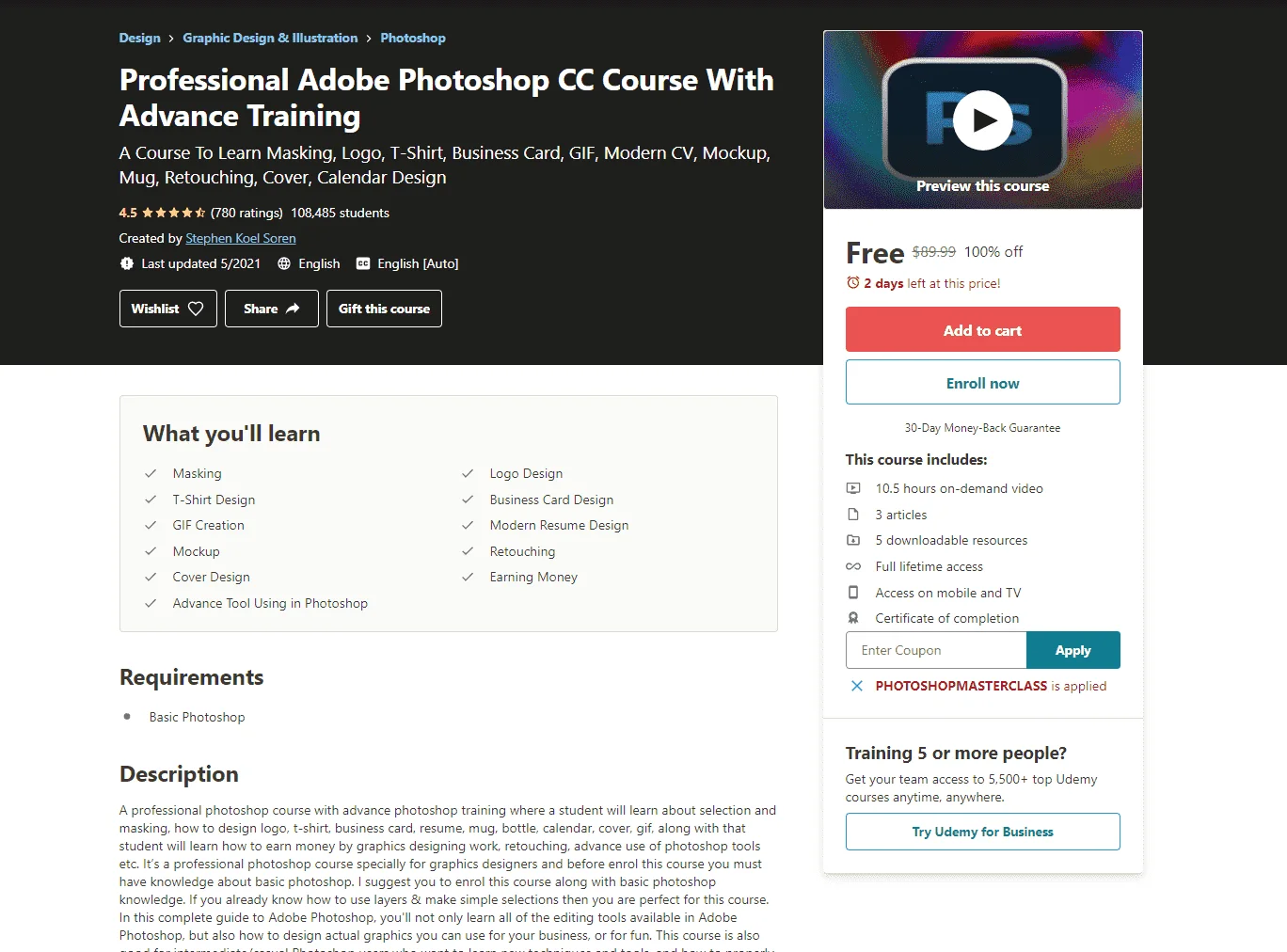 Professional Adobe Photoshop CC Course With Advance Training - UDEMY (2 days left!)