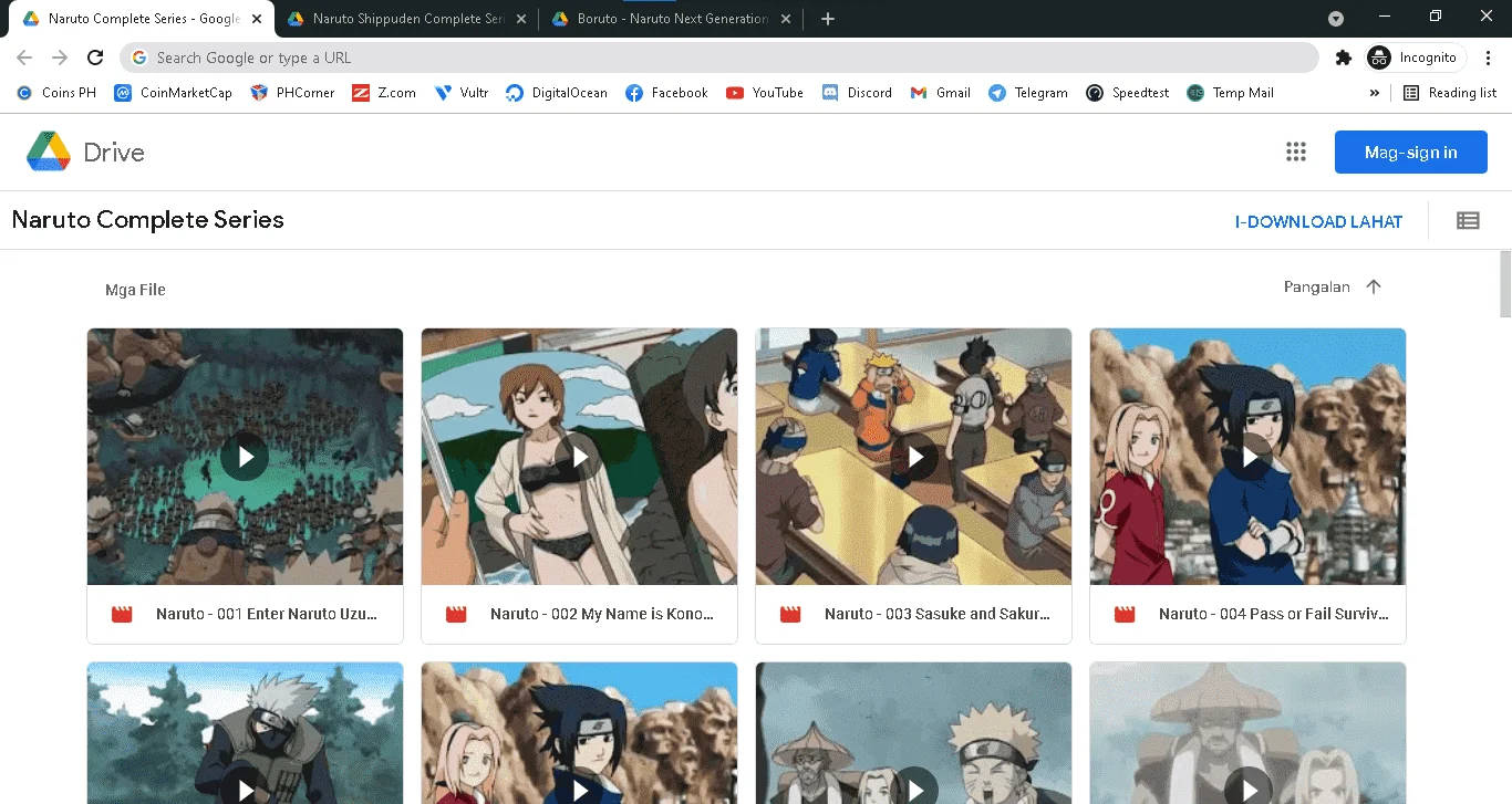 Naruto 1,056x800p, Naruto Shippuden 1920x1080p, Boruto - Naruto Next Generations  1920x1080p Complete Episodes High Quality Video Google Drive Link