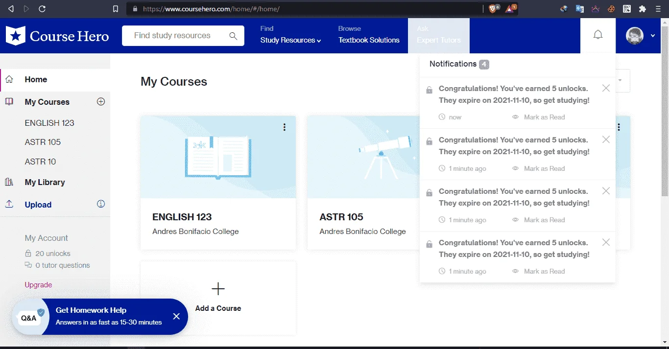 Coursehero Free 20 Unlock Account [ EPISODE 6 ]