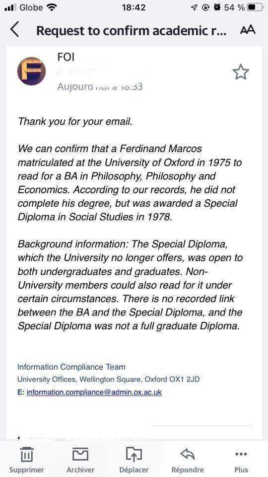 Confirmed ng Oxford Special Diploma lang ang binigay kay BBM at wala siyang Degree