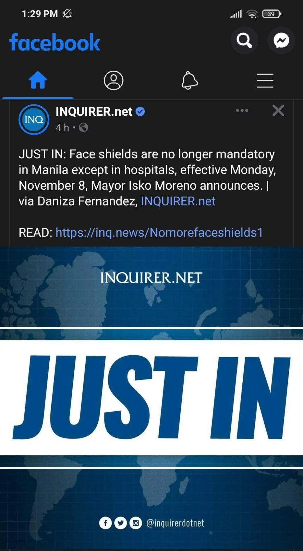 Faceshield no longer mandatory - Manila