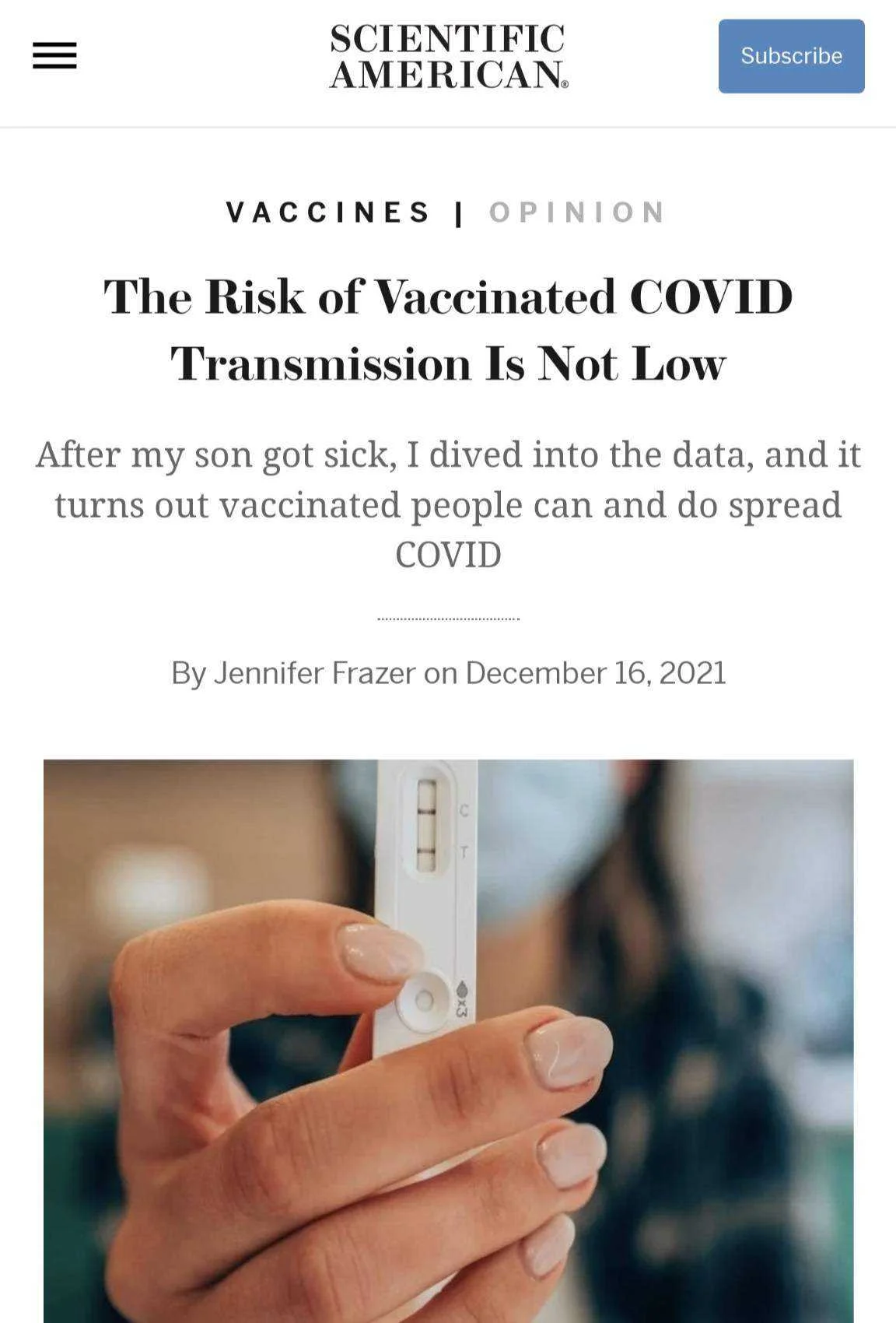 Vaccine is useless at stopping transmission