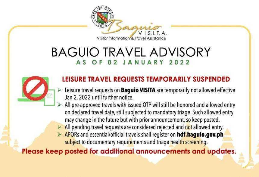 Baguio City suspends VISITA applications