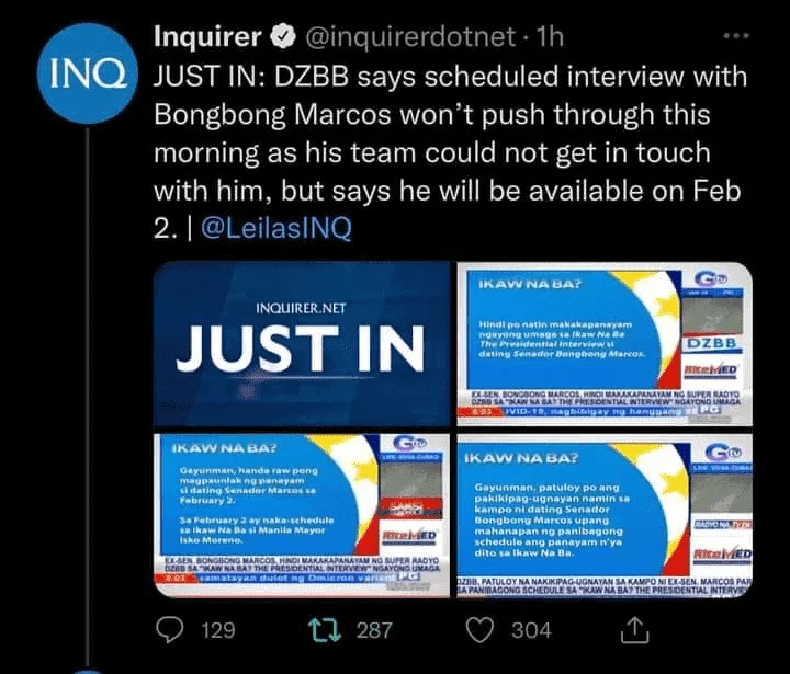 Bongbong Absent nanaman