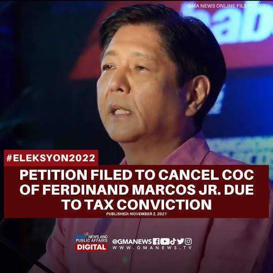 Cancellation of Certificate of Candidacy ni BBM