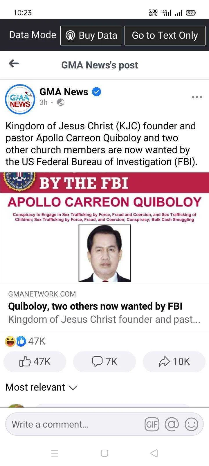 Wanted na raw sa FBI