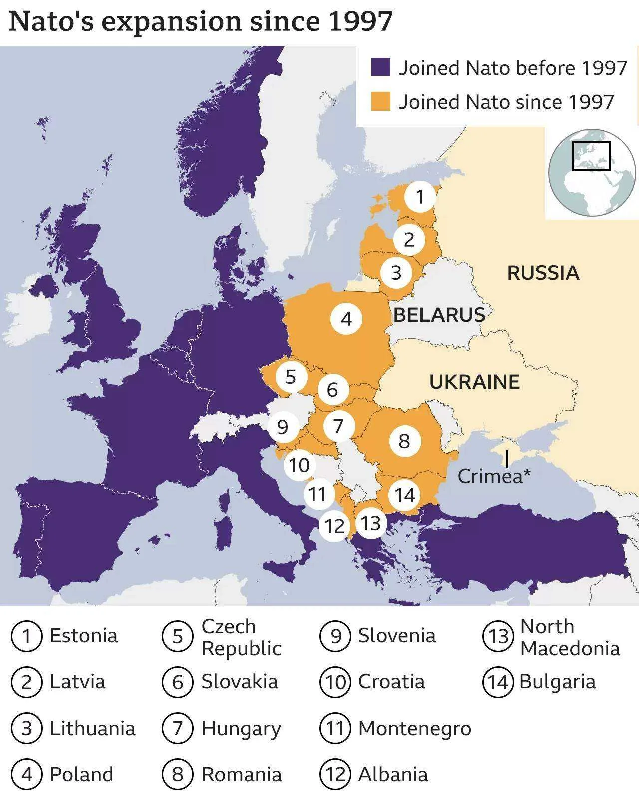 NATO's expansion map close to Russia