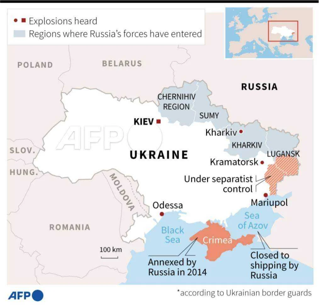 Regions where Russia's forces have entered