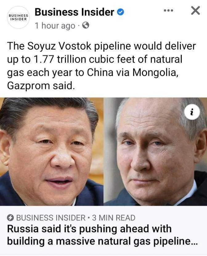Natural Gas ng Russia isusupply sa China