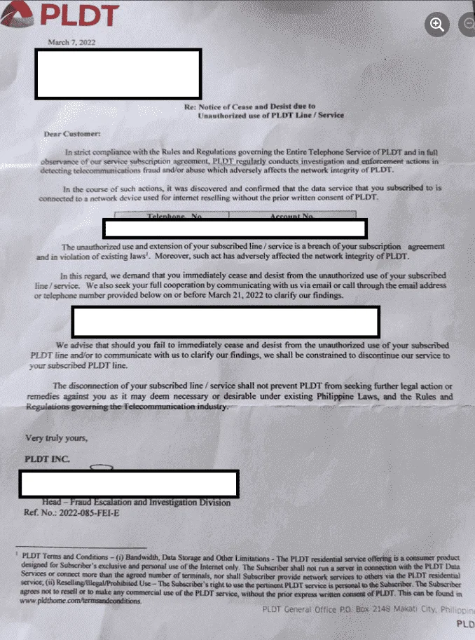 PLDT Notice