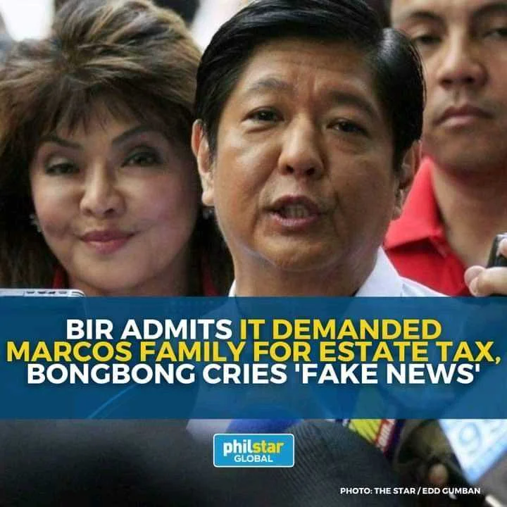 BIR ADMITS ABOUT ESTATE TAX OF MARCOS FAMILY.