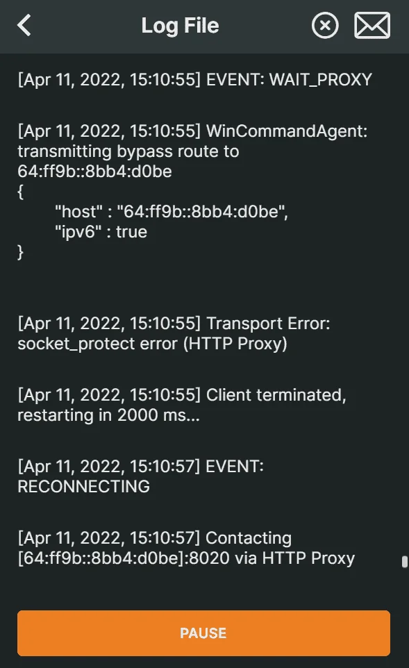 OpenVPN log: MagicIP
