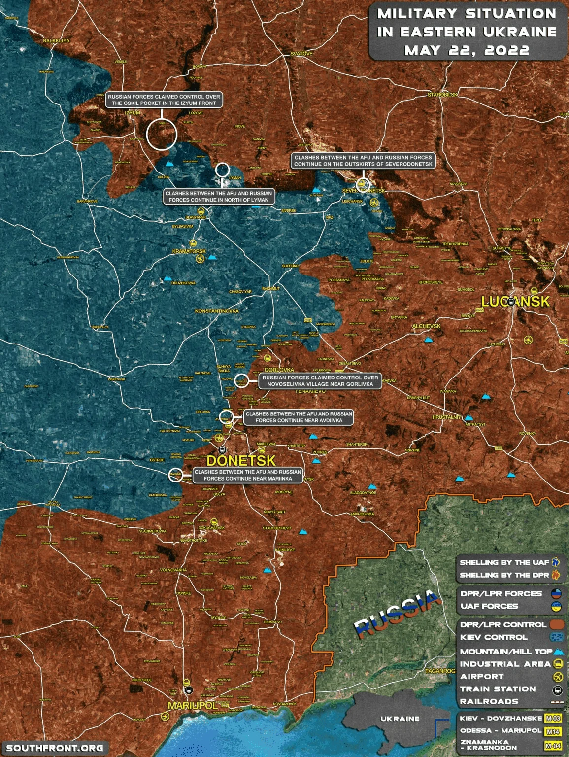 MILITARY SITUATION IN EASTERN UKRAINE ON MAY 22, 2022 (MAP UPDATE)