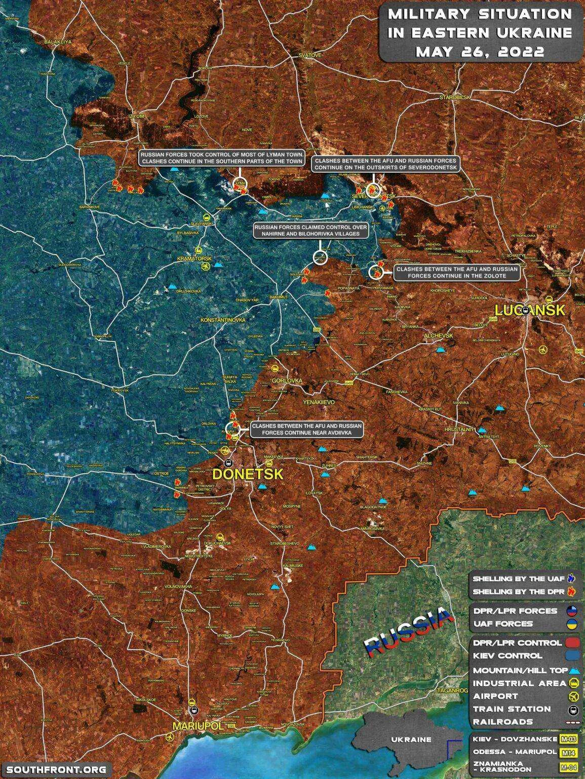 MILITARY SITUATION IN EASTERN UKRAINE ON MAY 26, 2022 (MAP UPDATE)