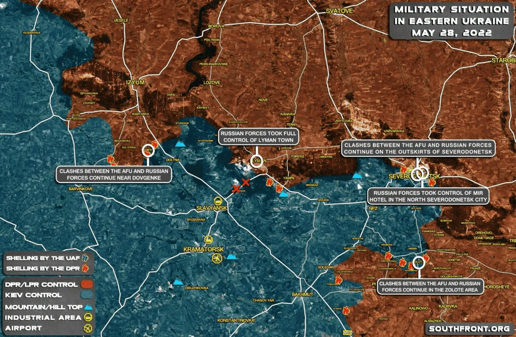 MILITARY SITUATION IN EASTERN UKRAINE, IZYUM-SEVERODONETSK REGION, ON MAY 28, 2022 (MAP UPDATE)