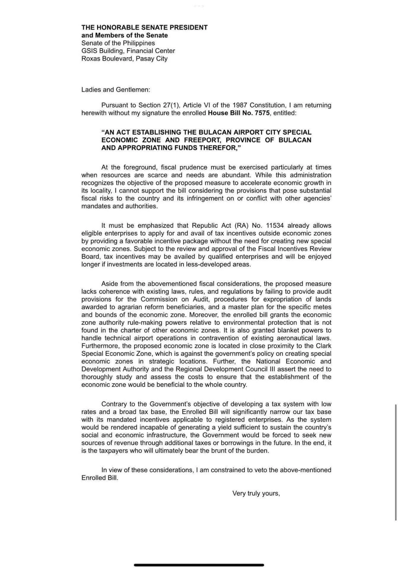 Unang Veto ni BBM