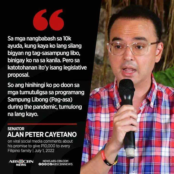 Sa mga nag aabang sa sampung libo ni Cayetano