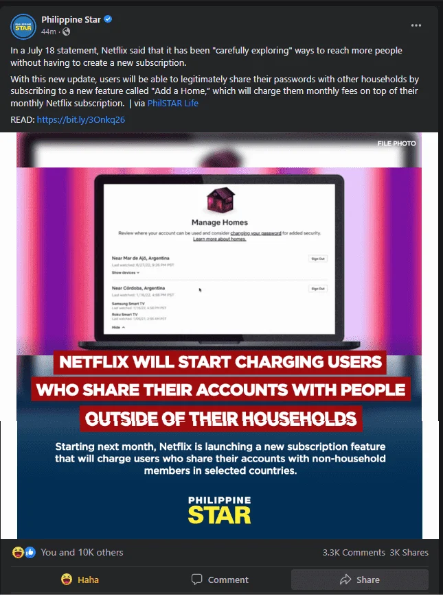 Netflix will start charging users who share their accoutns with people outside of their households