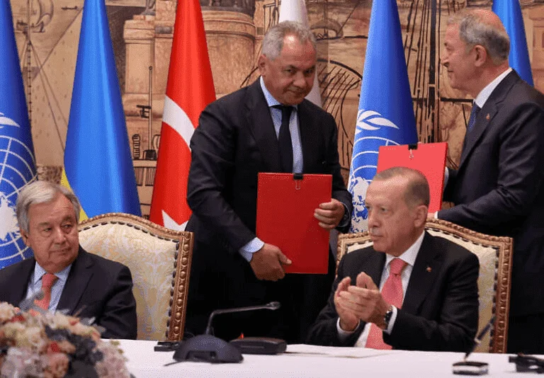 RUSSIA, UKRAINE SIGN GRAIN EXPORT DEAL BROKERED BY UN AND TURKEY