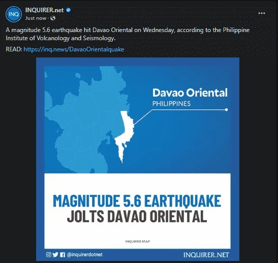 BREAKING NEWS: Lindol sa Davao Oriental