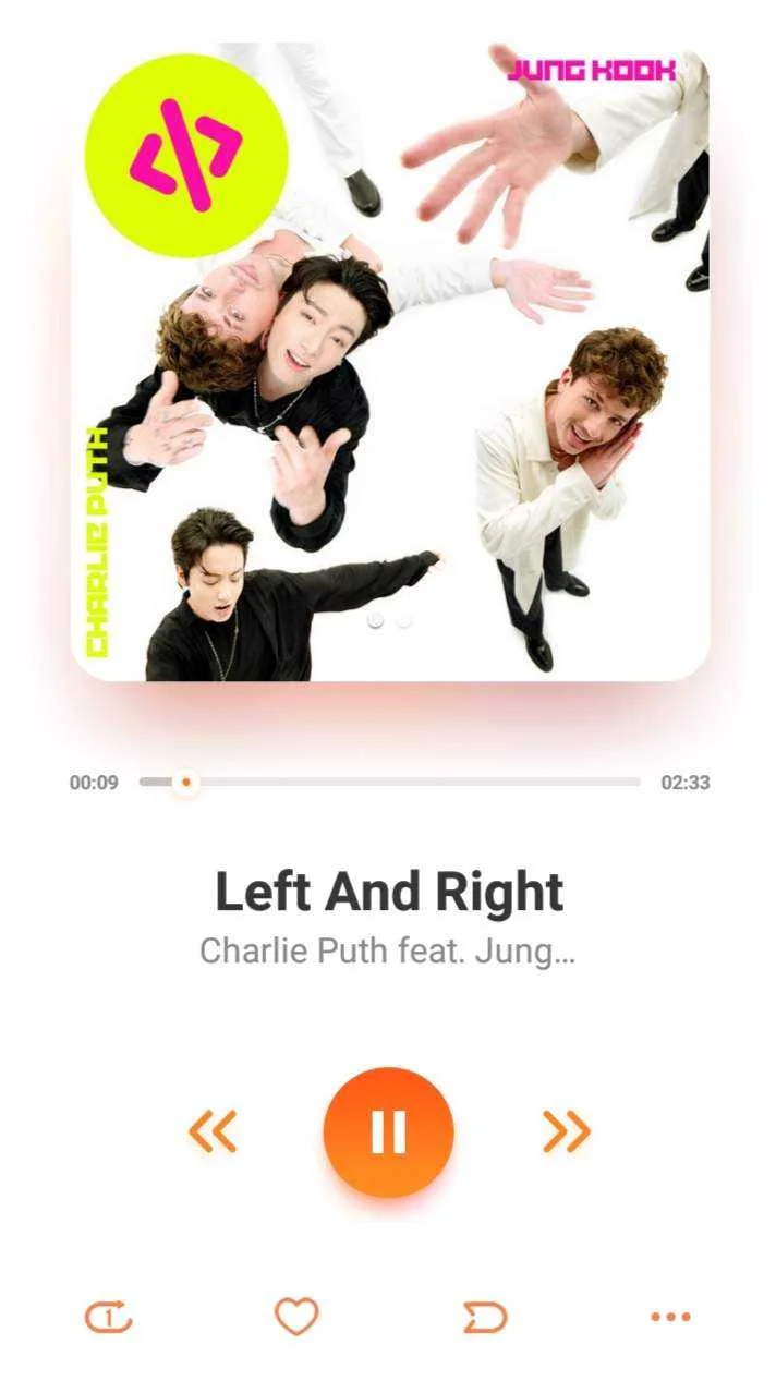 Left and Right by Charlie Puth ft. Jung Kook MP3 Download with Album Art