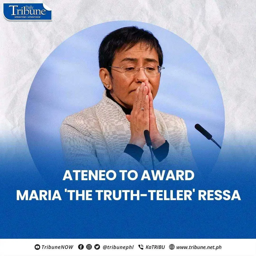 TRUTH-TELLER AWARD awarded to Maria Ressa.