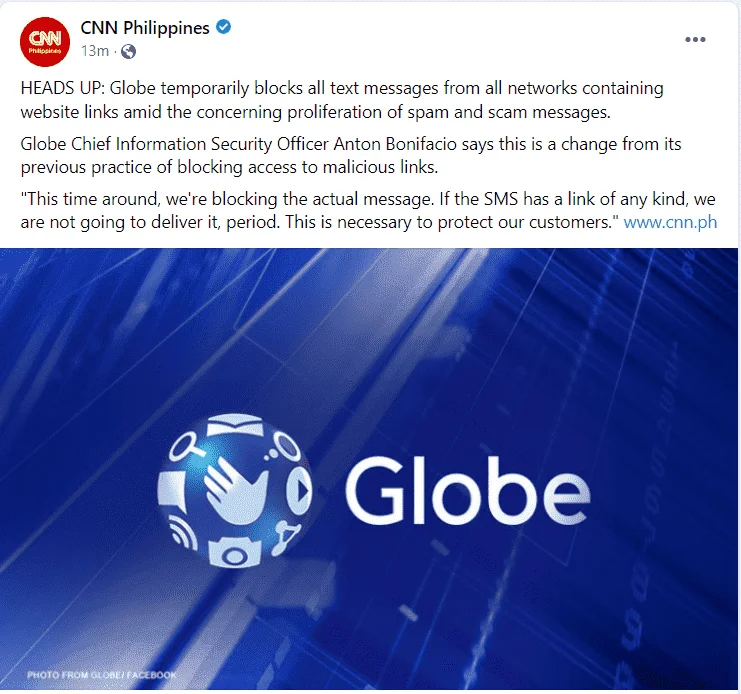 Good News sa Globe users para sa spam text!