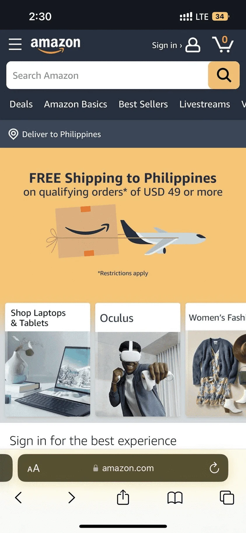 Amazon Free shipping to Philippines