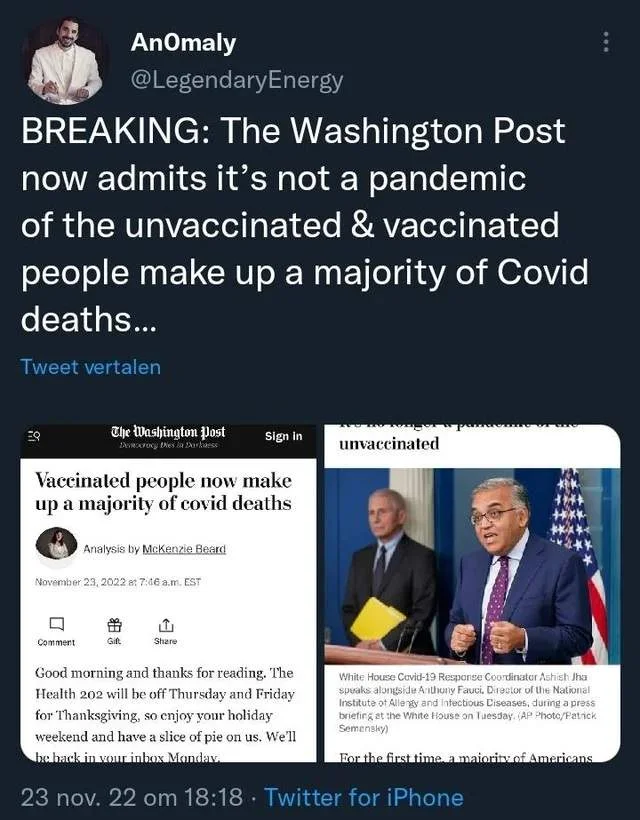 Washington Post Admits That Vaccinated People Make Up Majority Of COVID Deaths