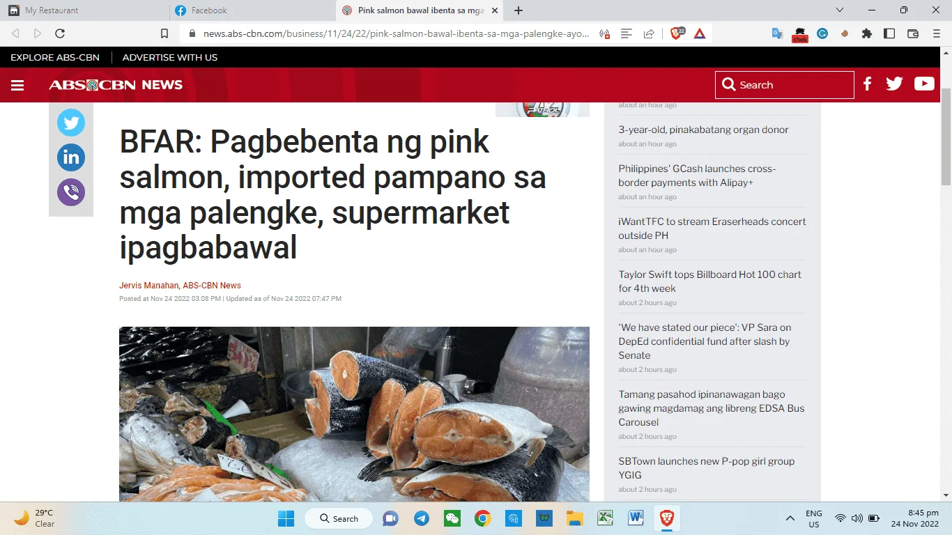 BFAR Pink salmon, palengke, supermarket ipagbabawal
