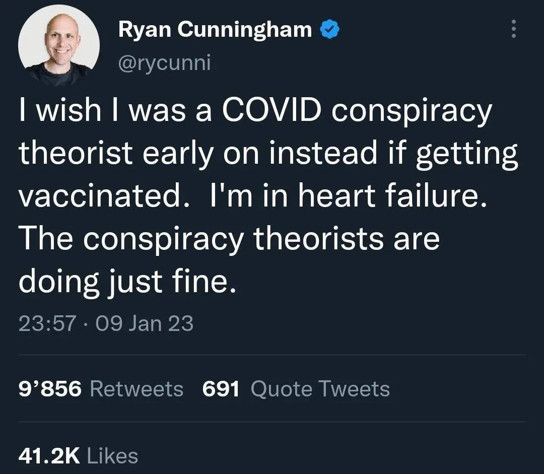 Ryan Cunningham - I wish I was a COVID conspiracy theorist early on instead of getting vaccinated