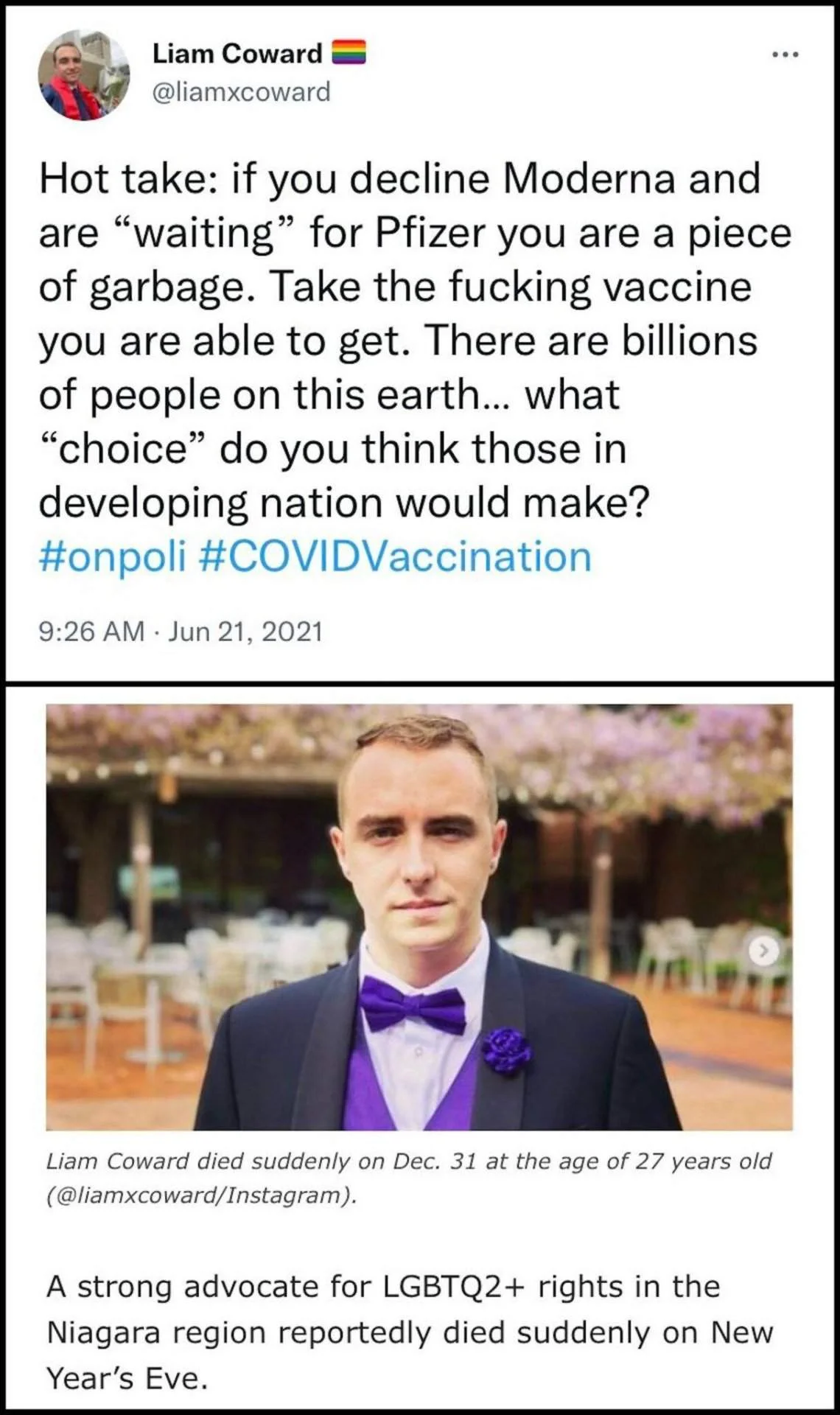 From Pro-COVID Vaxx to Died Suddently