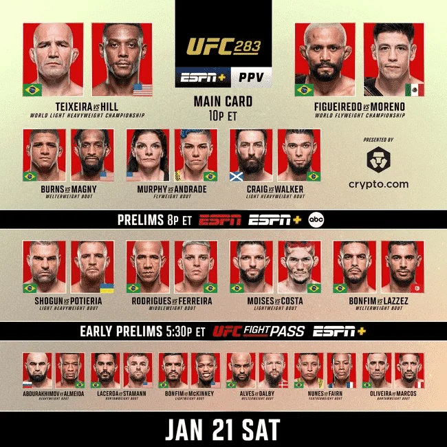 UFC 283 | TEXEIRA VS HILL | REPLAY | TB