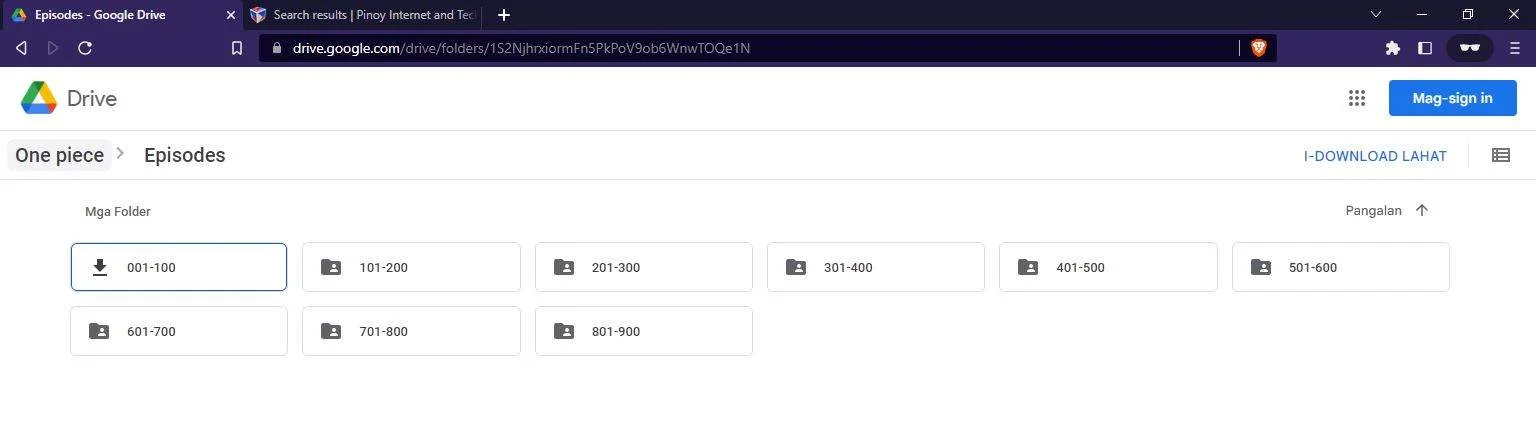 Batch/Bulk One Piece Google Drive link 1-900