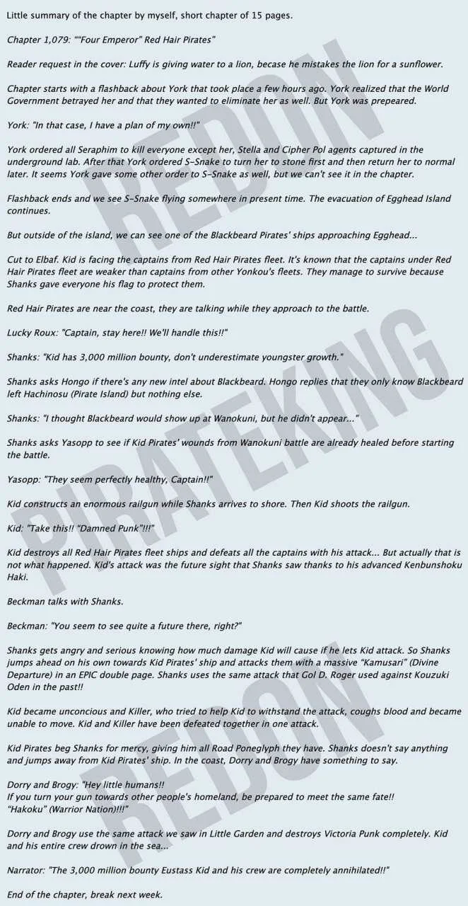 Little summary of ONE PIECE chapter 1079
