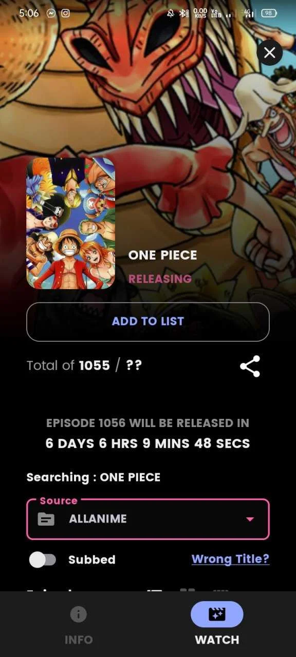 Application to watch anime