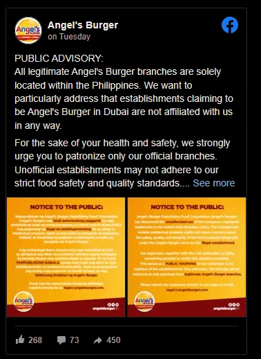 Angel's Burger disowns Dubai establishment using its logo, tagline