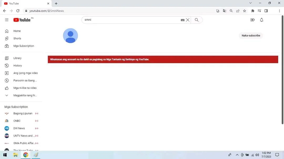 SMNI News YouTube Channel Terminated
