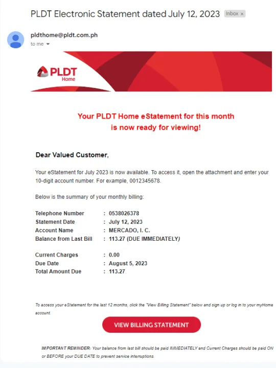 PLDT Electronic Statement dated July 12, 2023.webp