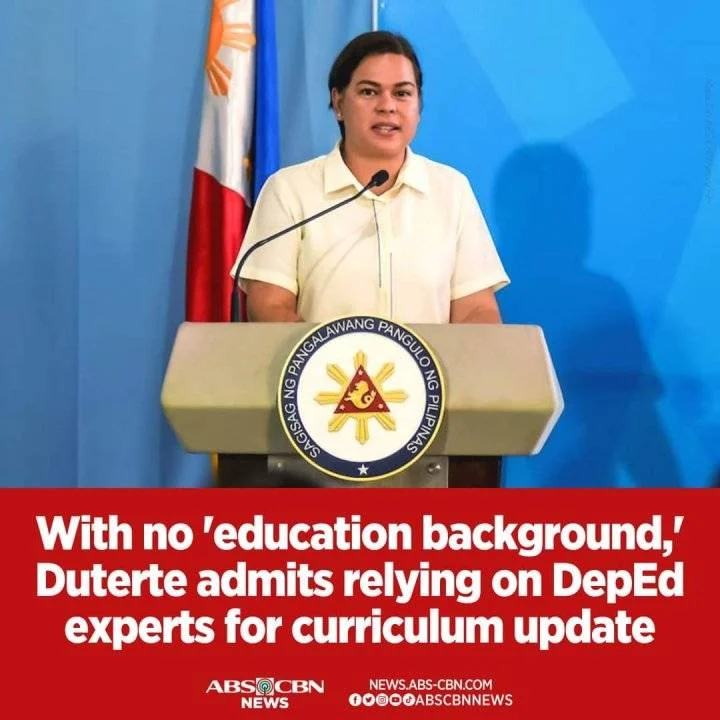 I don't have an education backround so I cannot review what they are doing | VP Sara Duterte