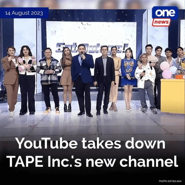 YouTube takes down TAPE Inc.'s new channel