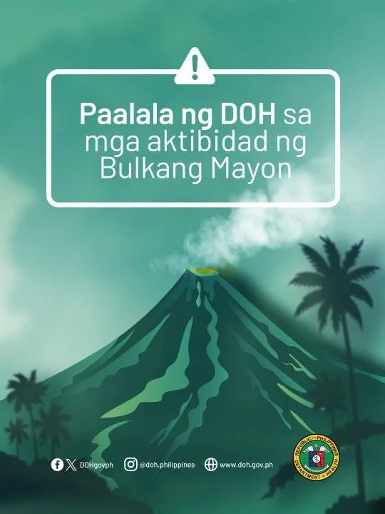 DOH issues health advisory amid Mayon Volcano's increased activity