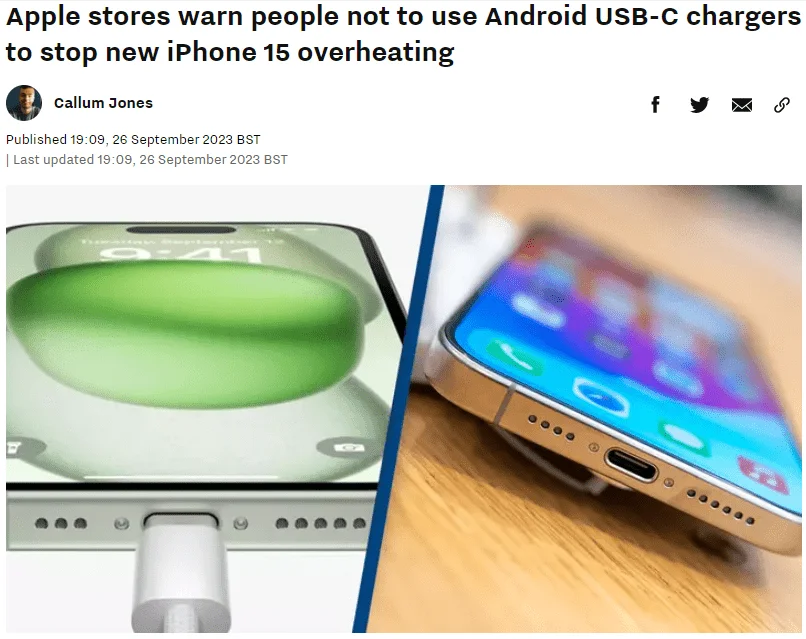 Apple Stores Warn Consumers For Using Android USB-C Chargers